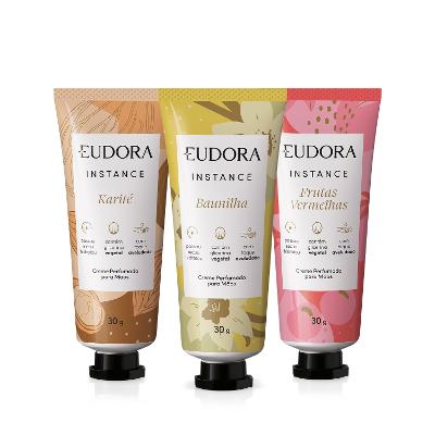 Kit Instance Creme para Mãos: Baunilha 30g + Frutas Vermelhas 30g + Karité 30g