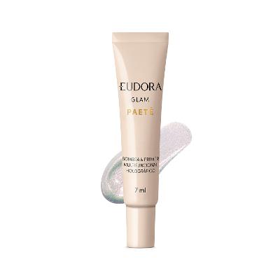 Eudora Sombra &amp; Primer Holográfico Glam Paetê 7ml