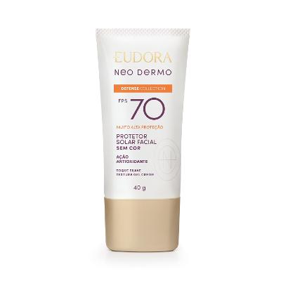 Eudora Neo Dermo Protetor Solar Facial Sem Cor FPS 70 40ml
