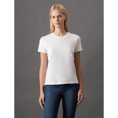 Camiseta Feminina Essentials Estampa na Barra Calvin Klein Jeans - Branco