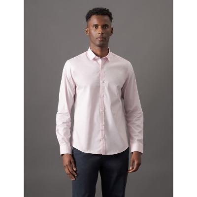 Camisa Masculina Slim Básica de Manga Longa Calvin Klein - Rosa Claro