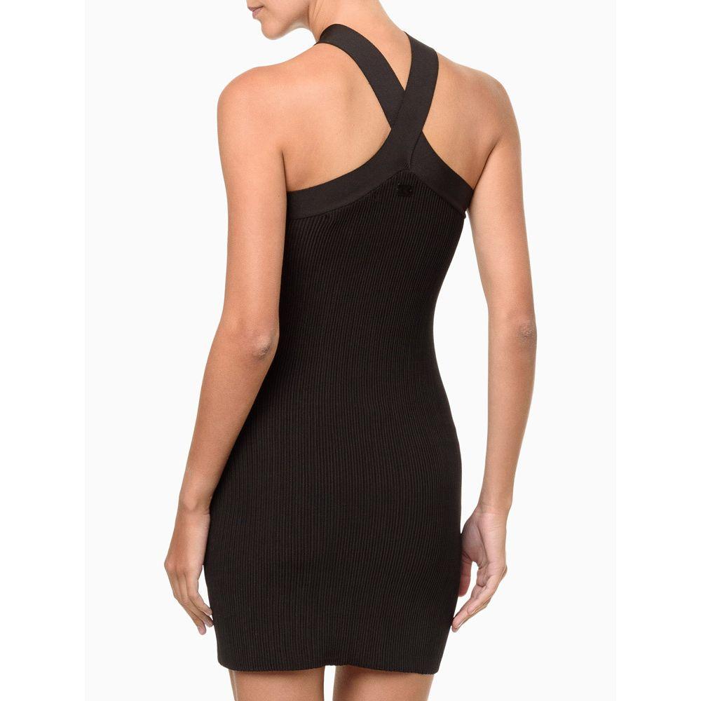 Vestido Feminino Tricot Decote Cruzado Calvin Klein Jeans - Preto - 1