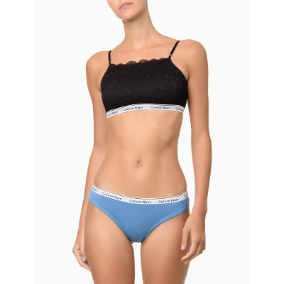 Kit 3 Calcinhas Fio Dental Mini Modern Cotton Calvin Klein Underwear - Branco/Azulmedio/Preto