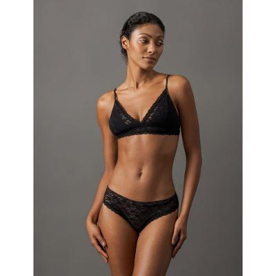 Calcinha Fio Dental Micrologo Lace Calvin Klein Underwear - Preto