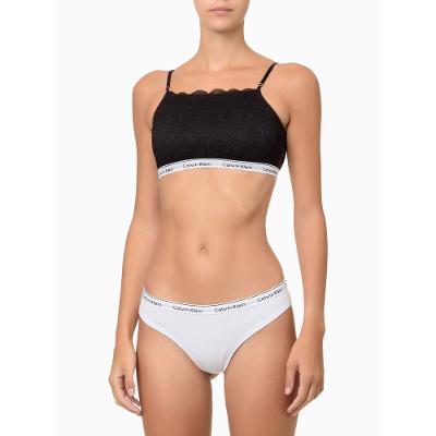 Kit 4 Calcinhas Fio Dental Mini Modern Cotton Calvin Klein Underwear - Branco/Mescla/Azulmedio