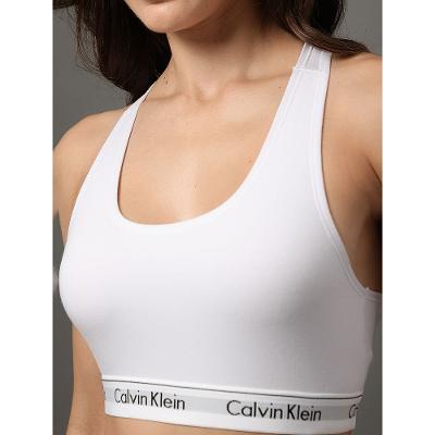 Top Feminino Nadador Básico Elástico Com Logo Underwear Calvin Klein - Branco