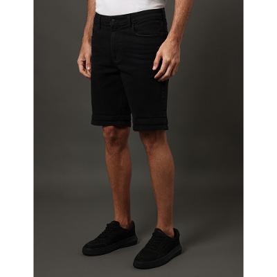 Bermuda de Sarja Masculina Com Stretch e Barra a Fio Calvin Klein Jeans - Preto