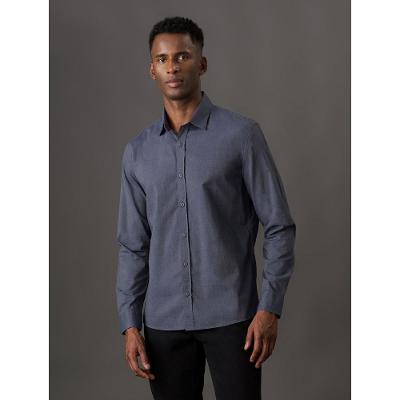 Camisa Manga Longa Calvin Klein Jeans Regular Fil a Fil - Preto