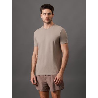 Camiseta Masculina Logo Costas Calvin Klein Swimwear - Caqui Medio