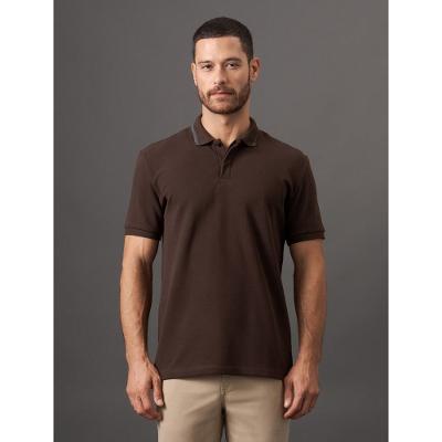 Polo Masculina Piquet Desagulhado Calvin Klein Jeans - Cafe