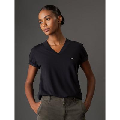 Camiseta Feminina Gola v Egípcio Calvin Klein Jeans - Preto