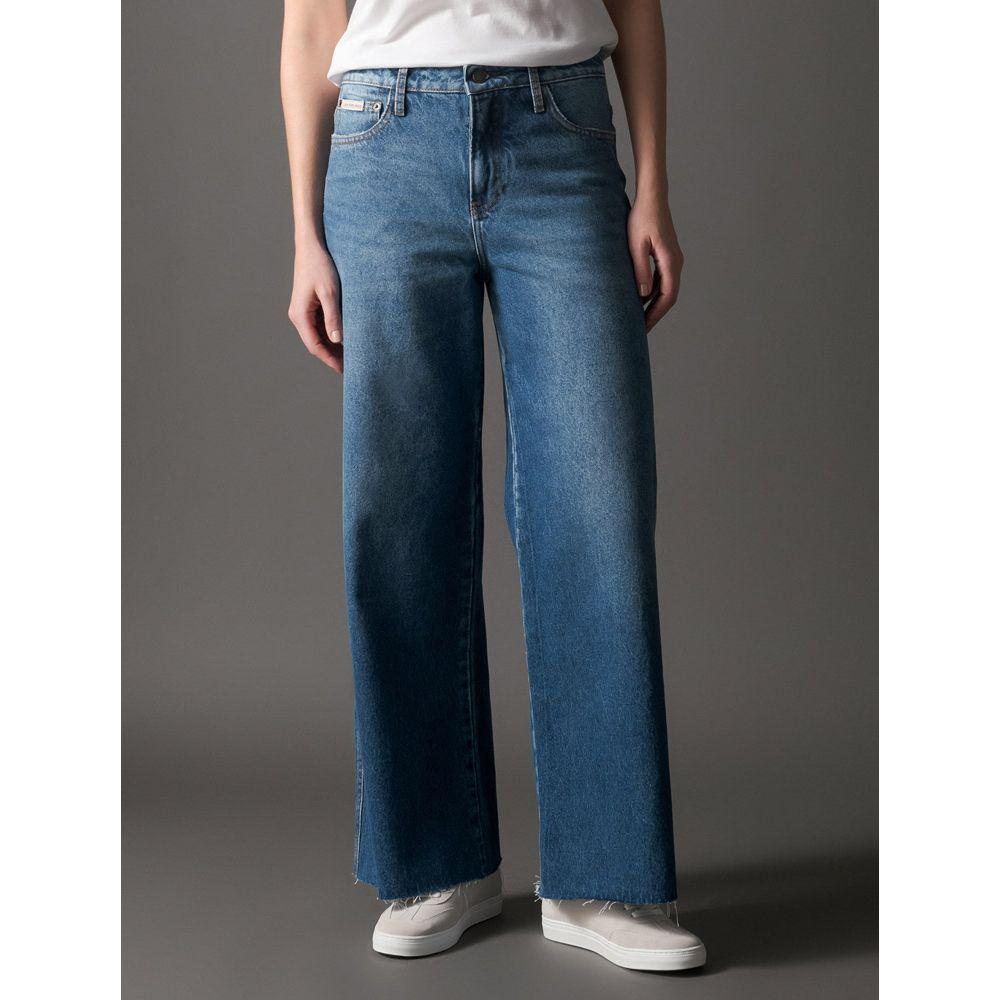 Calça Jeans Feminina Wide Led Cropped Calvin Klein Jeans - Azul Médio - 1