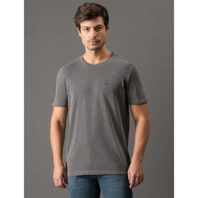 Camiseta Masculina Monograma Pigmento Calvin Klein Jeans - Chumbo