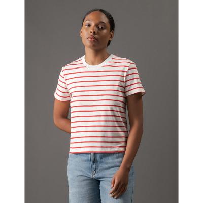 Camiseta Feminina Listras Calvin Klein Jeans - Vermelho