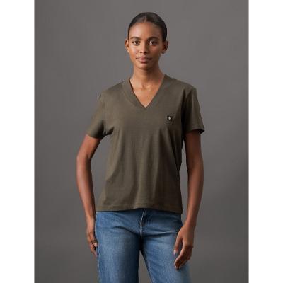 Camiseta Feminina Gola v Egípcio Calvin Klein Jeans - Militar