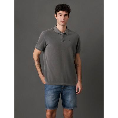 Polo Masculina Logo Monograma Calvin Klein Jeans - Chumbo