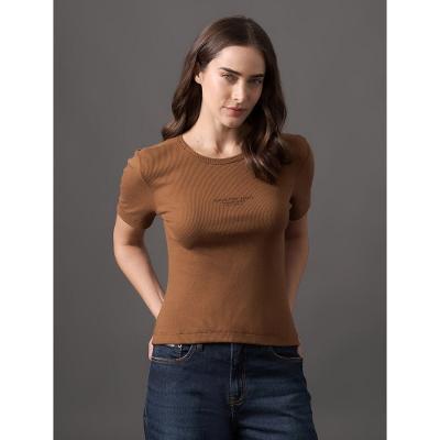 Camiseta Feminina Relevo Foil Calvin Klein Jeans - Terra