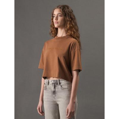 Camiseta Feminina Logo Flocado Calvin Klein Jeans - Terra