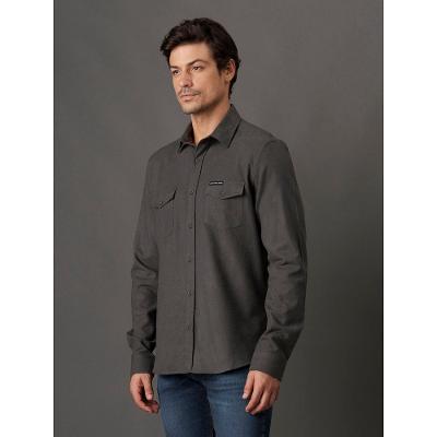 Camisa Masculina Regular Flanela Bolso Calvin Klein Jeans - Militar