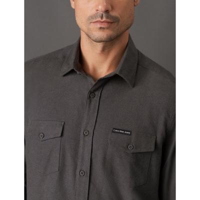 Camisa Masculina Regular Flanela Bolso Calvin Klein Jeans - Militar