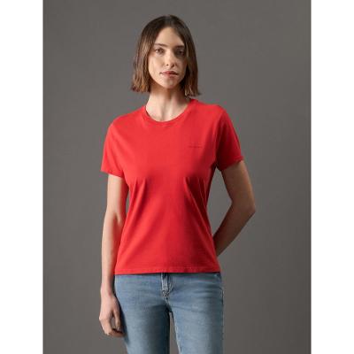 Camiseta Feminina Micrologo Peito Calvin Klein Jeans - Vermelho