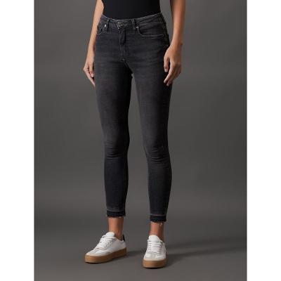 Calça Jeans Feminina Super Skinny Barras Desfeitas Calvin Klein Jeans - Preto