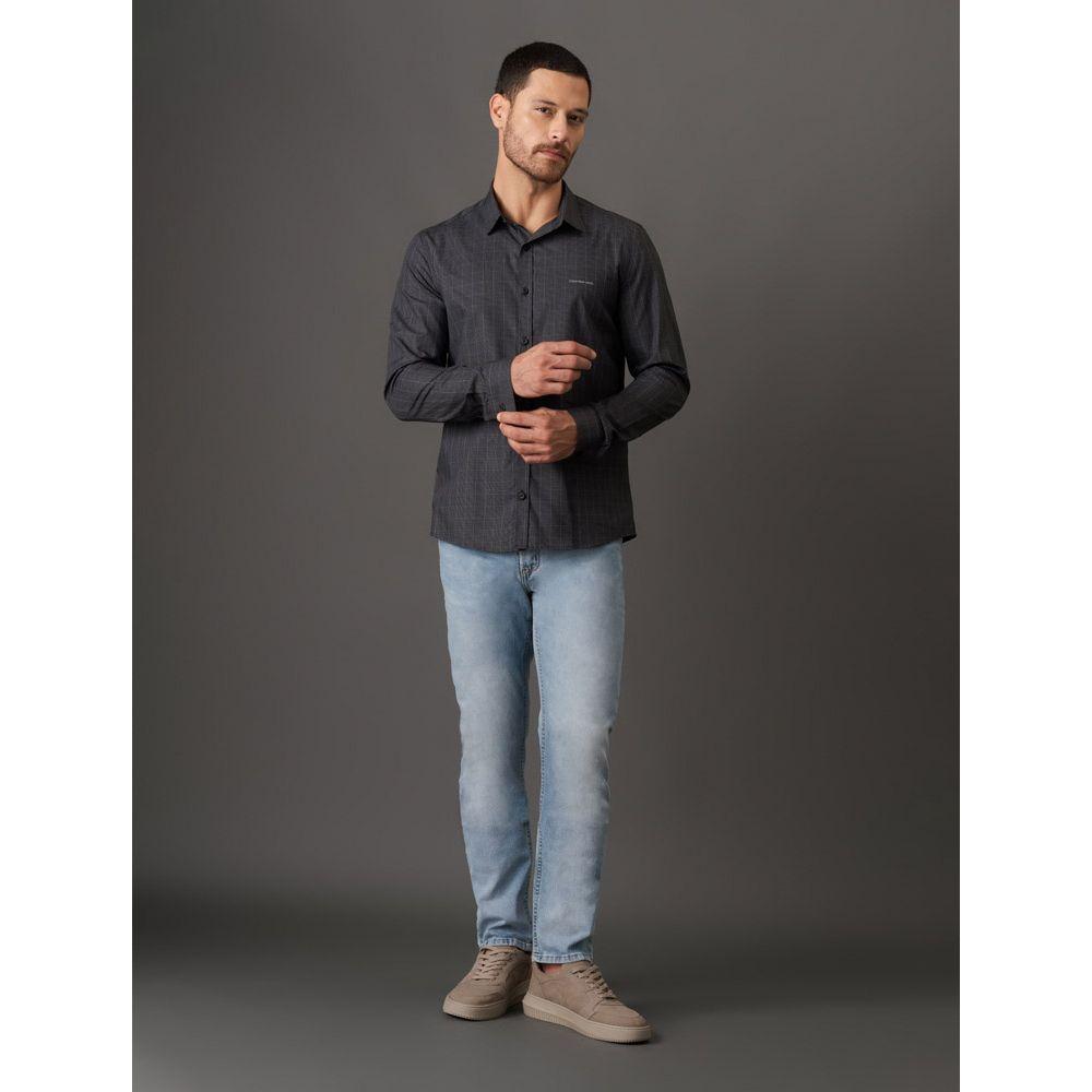 Camisa Masculina Slim Dark Check Calvin Klein Jeans - Preto - 3