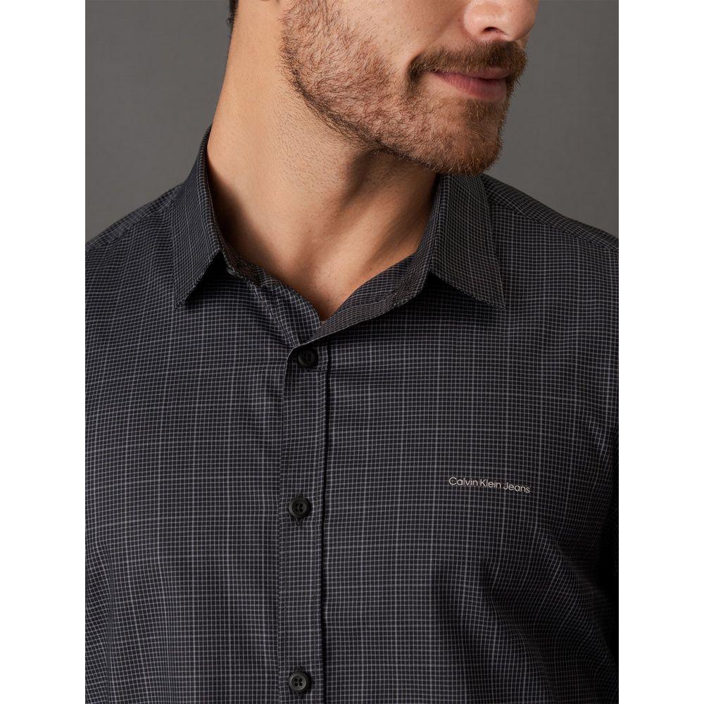 Camisa Masculina Slim Dark Check Calvin Klein Jeans - Preto - 4