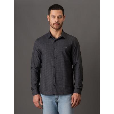 Camisa Masculina Slim Dark Check Calvin Klein Jeans - Preto