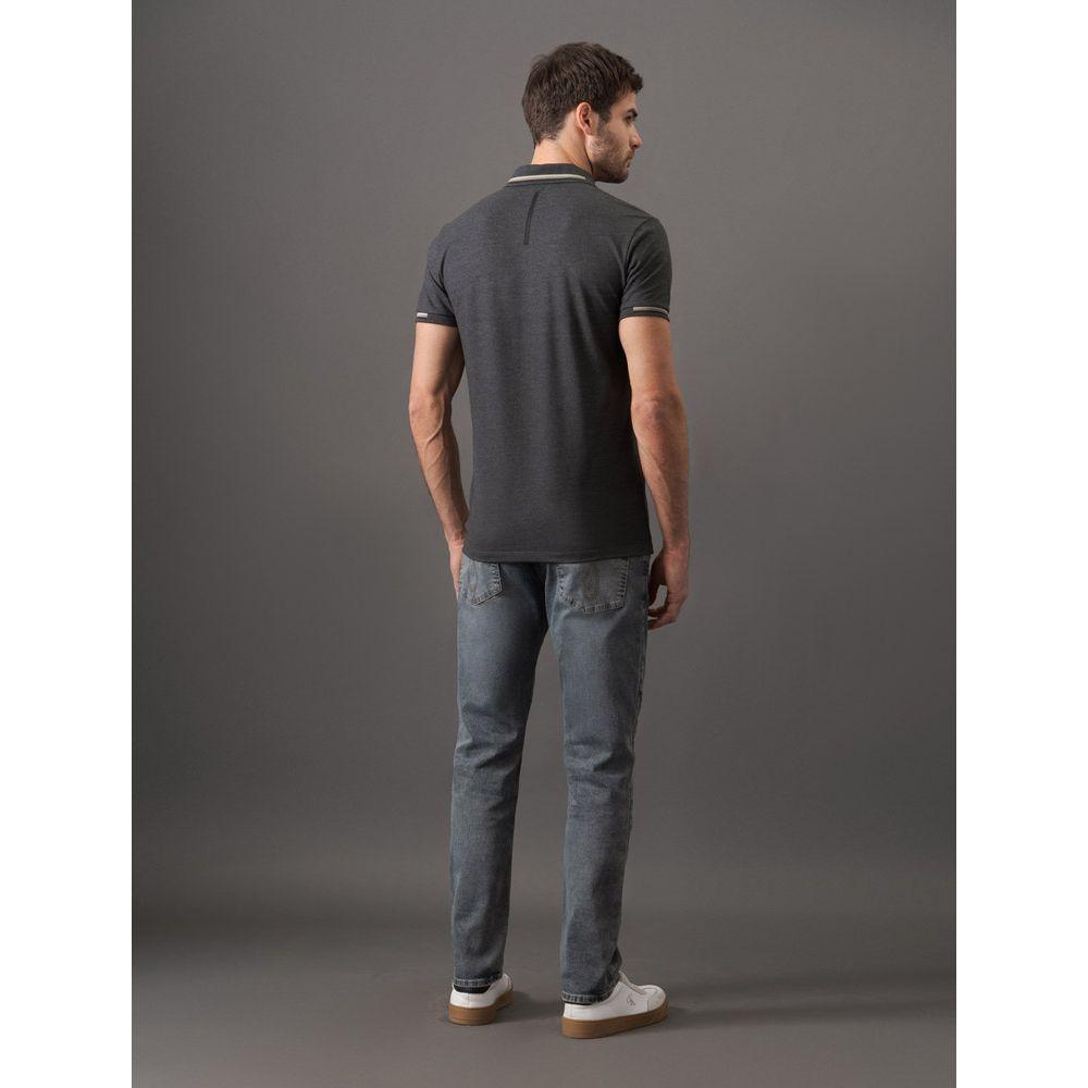 Polo Masculina Slim Meio Friso Calvin Klein Jeans - Chumbo - 2