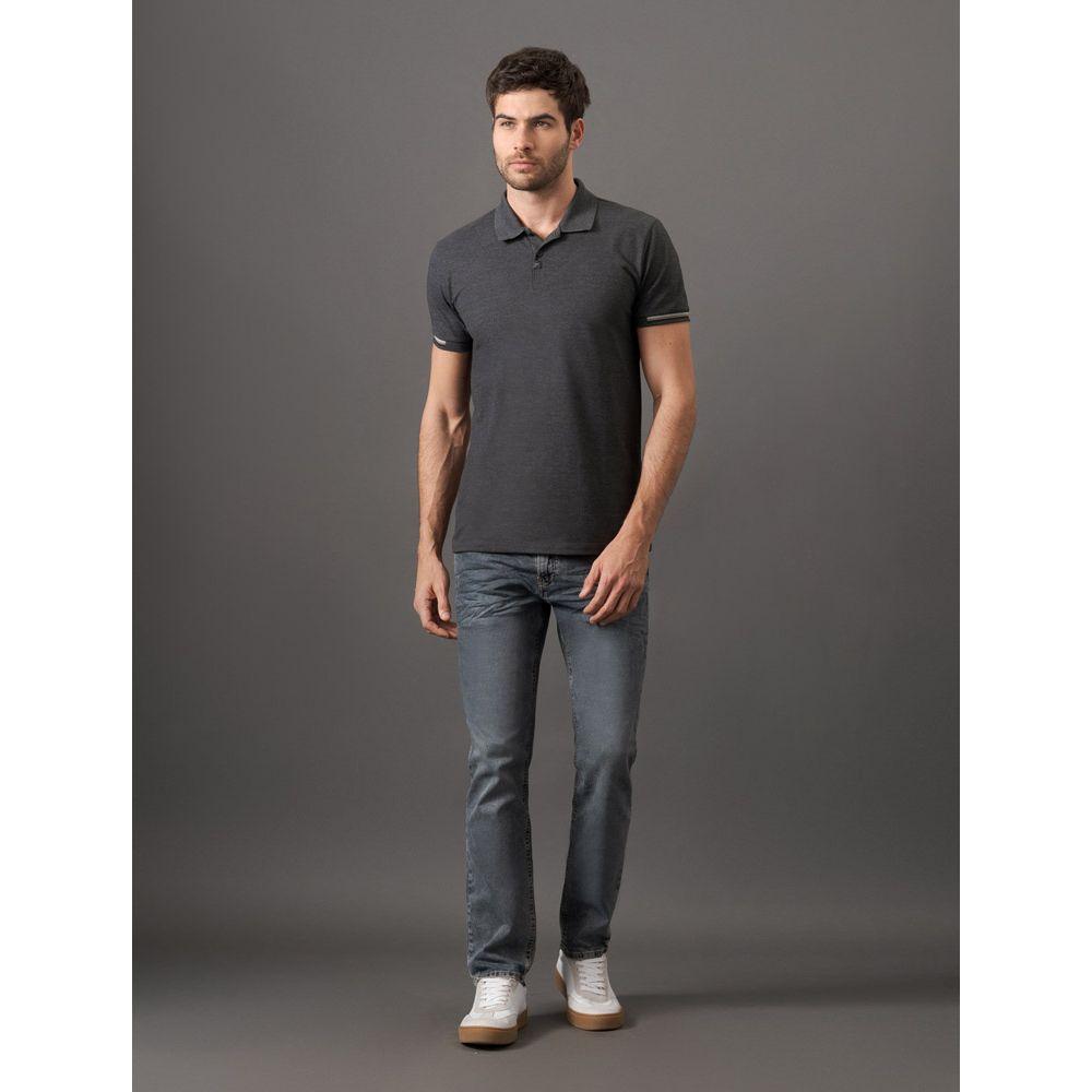 Polo Masculina Slim Meio Friso Calvin Klein Jeans - Chumbo - 3