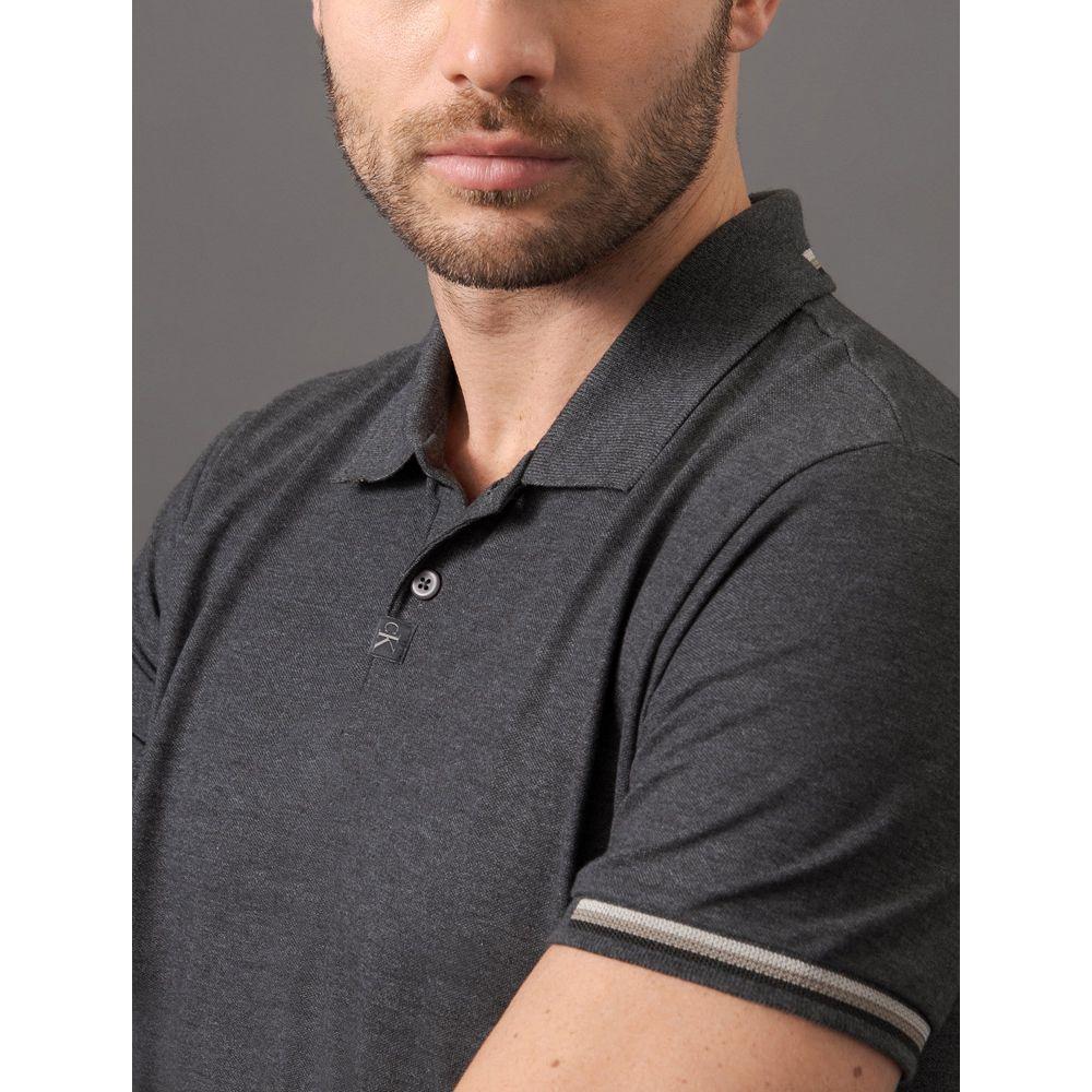 Polo Masculina Slim Meio Friso Calvin Klein Jeans - Chumbo - 4