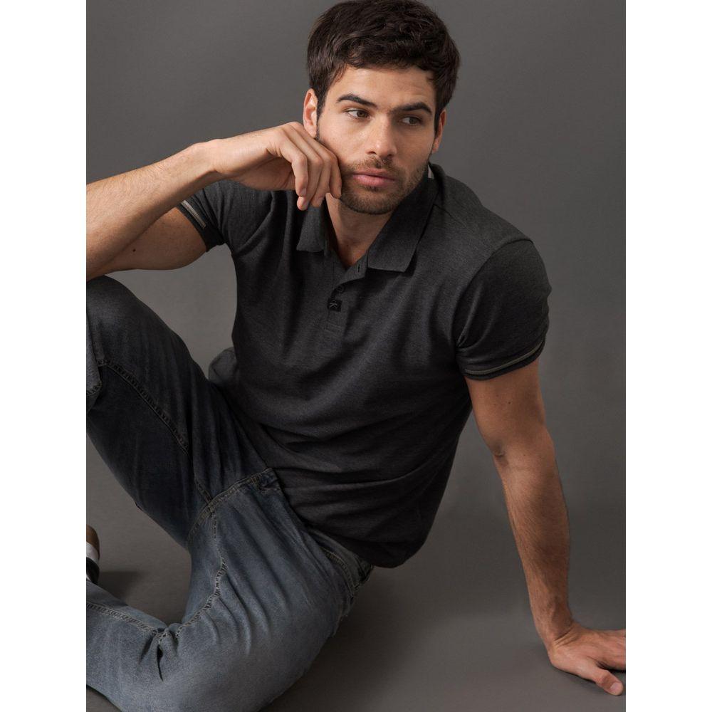 Polo Masculina Slim Meio Friso Calvin Klein Jeans - Chumbo - 5