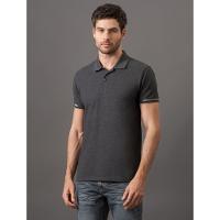 Polo Masculina Slim Meio Friso Calvin Klein Jeans - Chumbo - 1