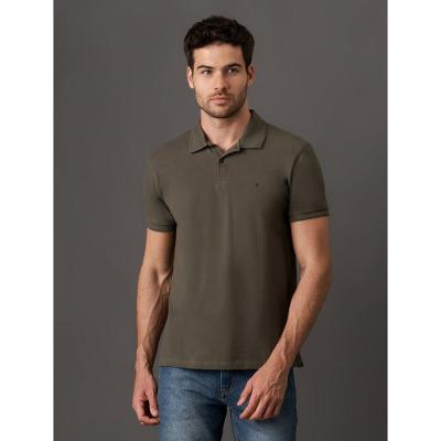 Polo Masculina Slim Logo Bordado Calvin Klein Jeans - Militar