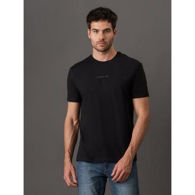 Camiseta Masculina de Algodão Estampa Logo Centralizado Calvin Klein Jeans - Preto