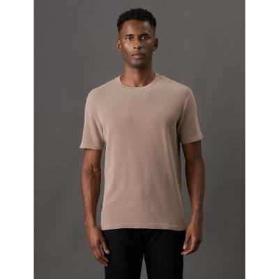 Camiseta Masculina Quadrilé Calvin Klein Jeans - Caqui Medio