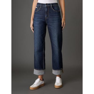Calça Jeans Feminina Straight Barras Dobradas Calvin Klein Jeans - Marinho
