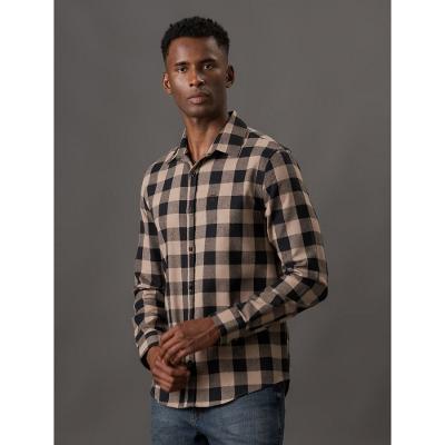 Camisa Masculina Regular Flanel Excl Calvin Klein Jeans - Caqui Medio