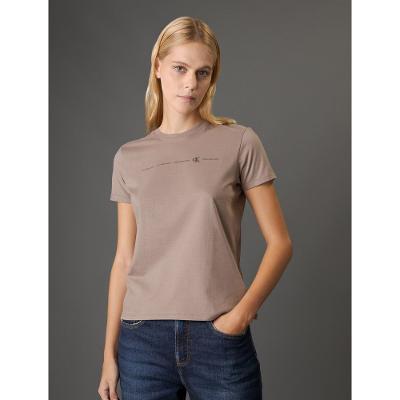 Camiseta Feminina Regular Logo Calvin Klein Jeans - Caqui Medio