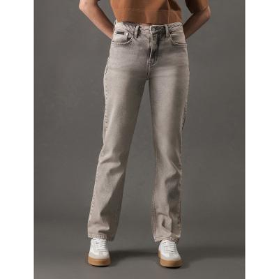 Calça Jeans Feminina Straight Cintura Alta Calvin Klein Jeans - Cinza Claro
