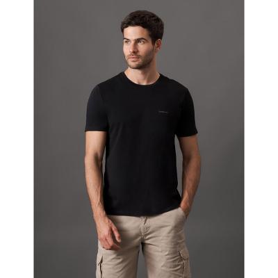 Camiseta Masculina de Algodão Básica Estampa Logo Minimalista No Peito Calvin Klein Jeans - Preto