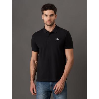 Camisa Polo Masculina Básica Estampa Logo Reissue Calvin Klein Jeans - Preto