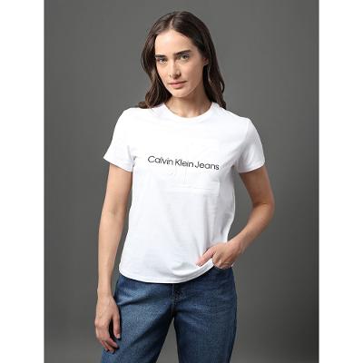 Camiseta Feminina Logo Centralizado Calvin Klein Jeans - Branco