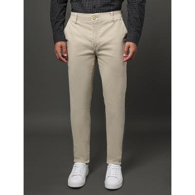 Calça de Sarja Chino Masculina Skinny Com Stretch Cintura Baixa Color Calvin Klein - Caqui Claro