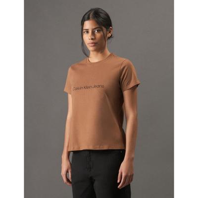 Camiseta Feminina Logo Embossed Calvin Klein Jeans - Terra