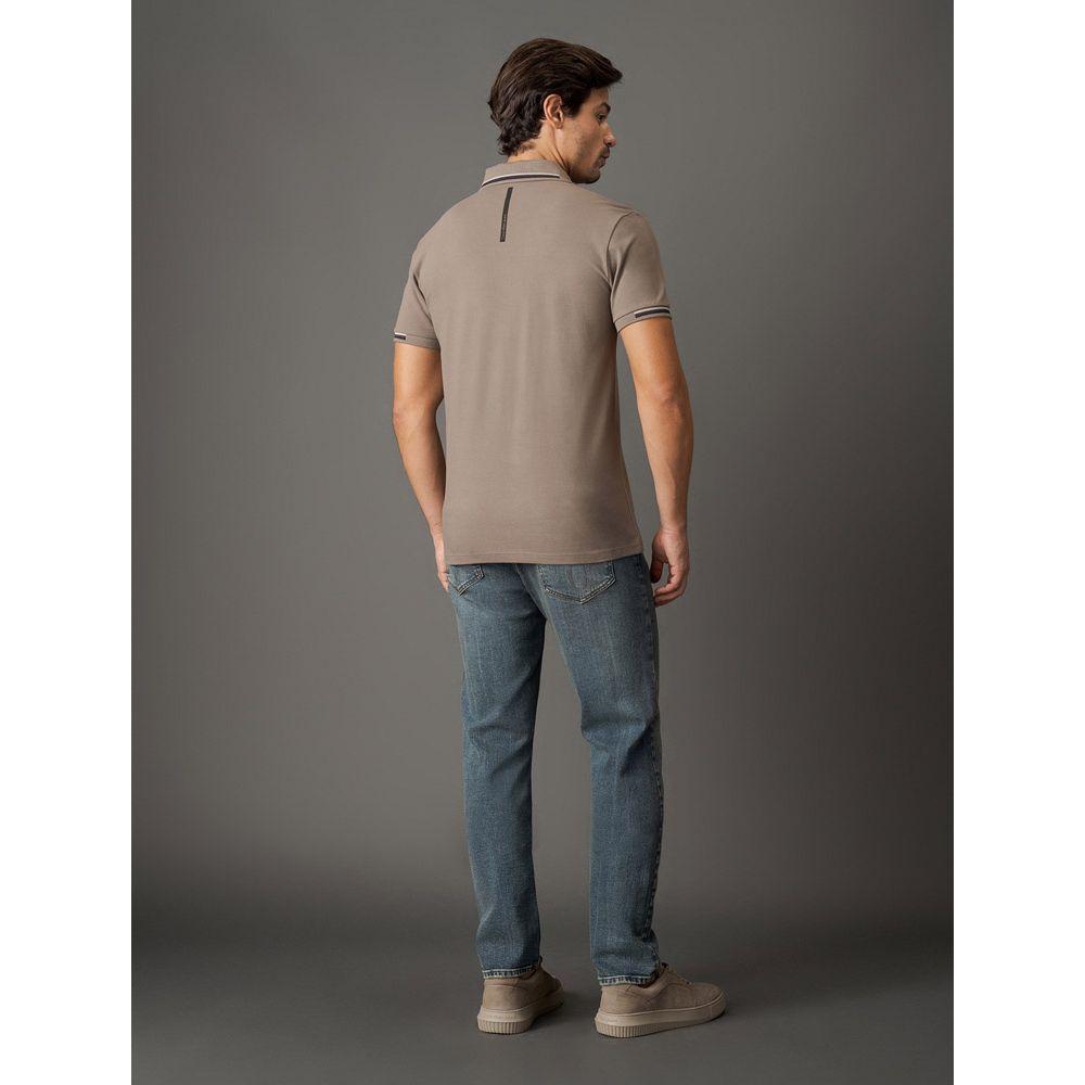 Polo Masculina Slim Meio Friso Calvin Klein Jeans - Caqui Medio - 2