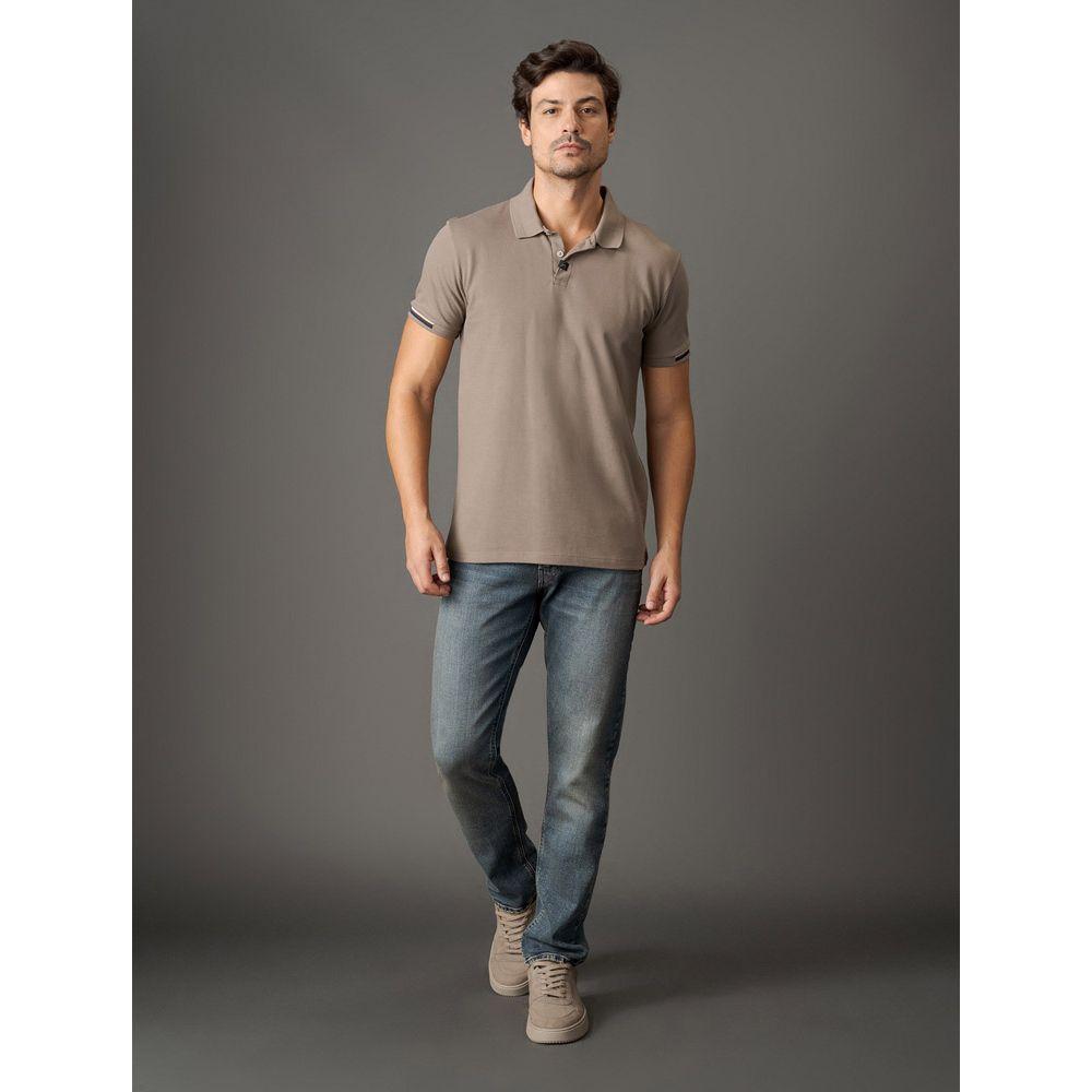 Polo Masculina Slim Meio Friso Calvin Klein Jeans - Caqui Medio - 3