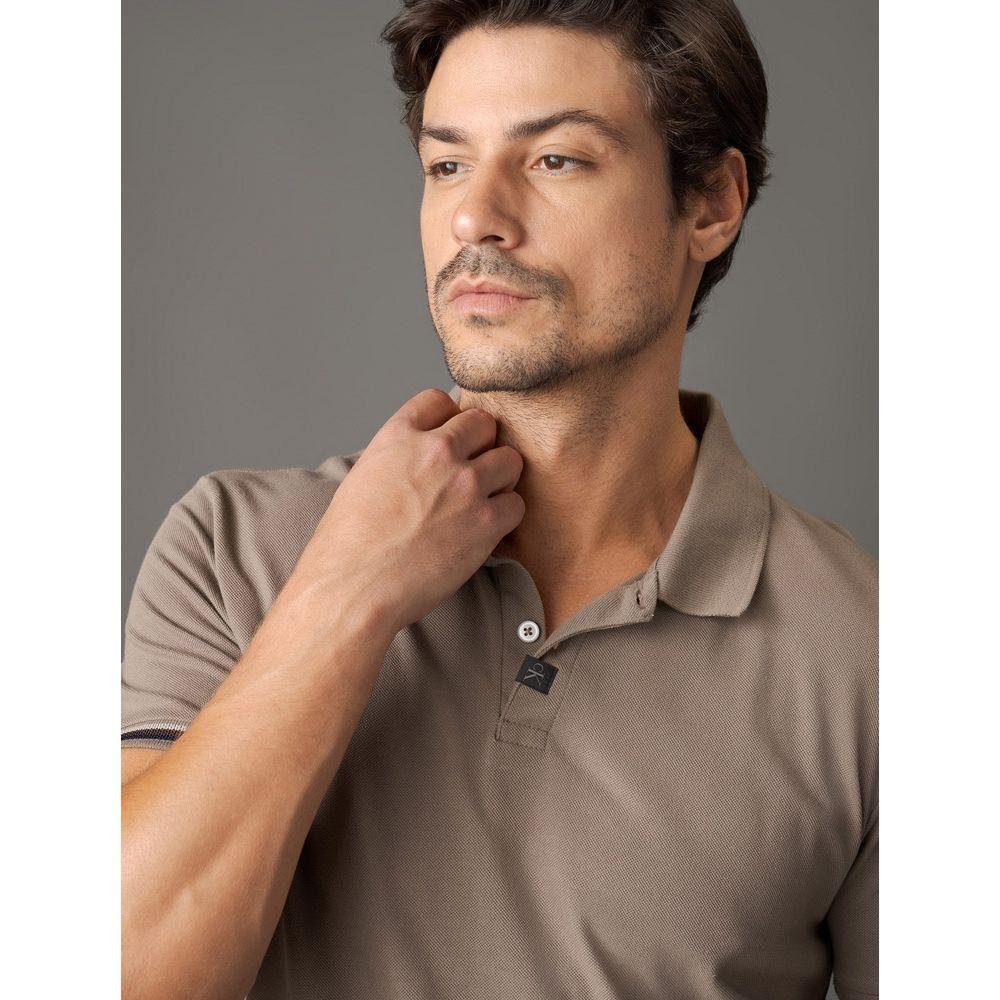 Polo Masculina Slim Meio Friso Calvin Klein Jeans - Caqui Medio - 4