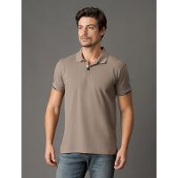 Polo Masculina Slim Meio Friso Calvin Klein Jeans - Caqui Medio - 1